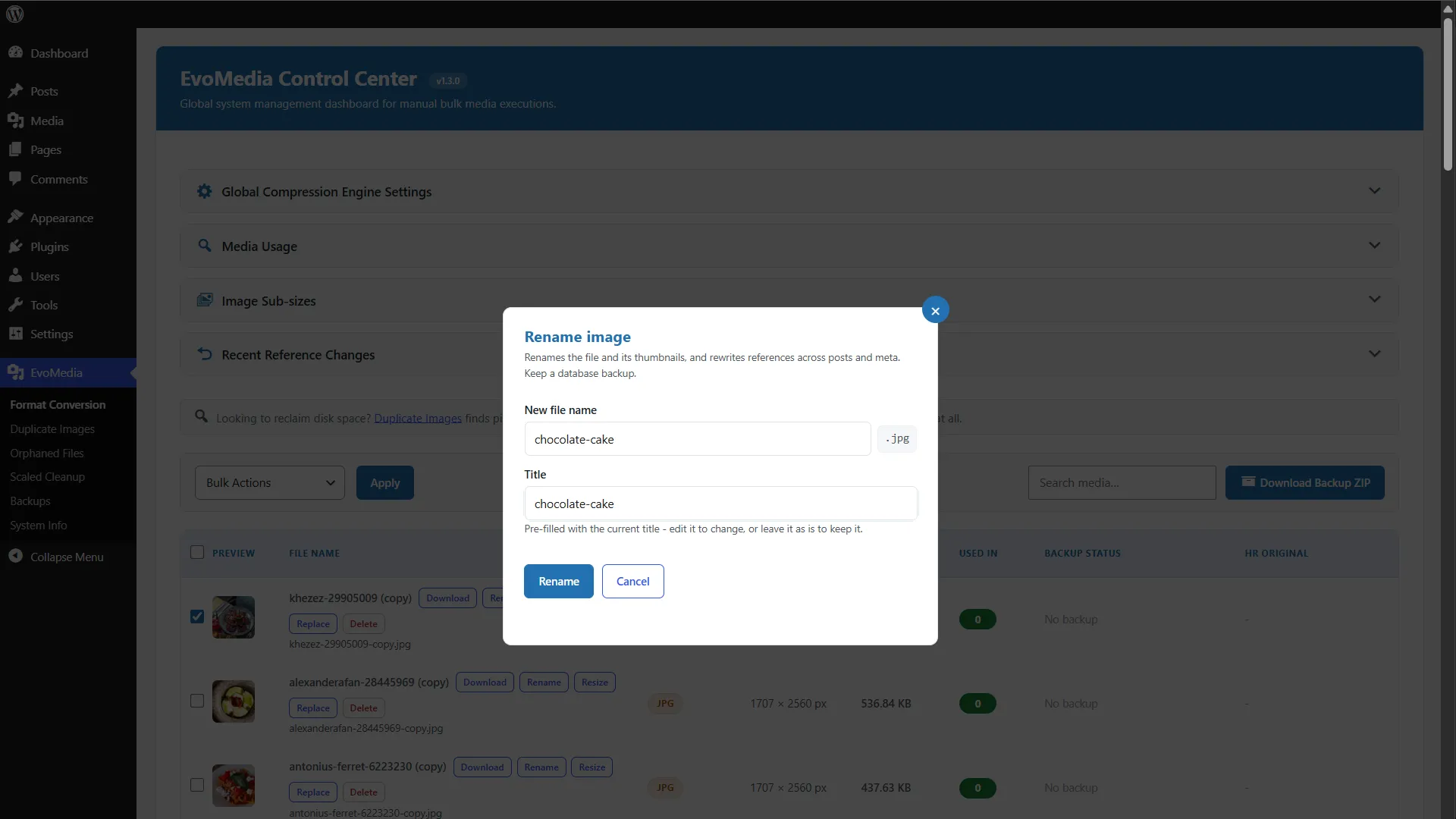 07-evomedia-pro-130-rename-media-file-without-broken-links Renaming a WordPress media file and all its thumbnails without broken links
